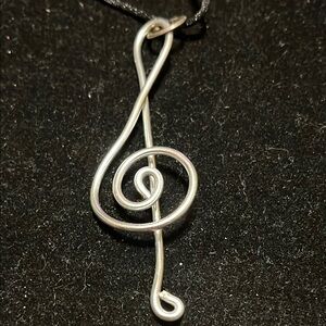 Silver Treble Clef Pendant Exclusive One of a Lind Handmade Necklace